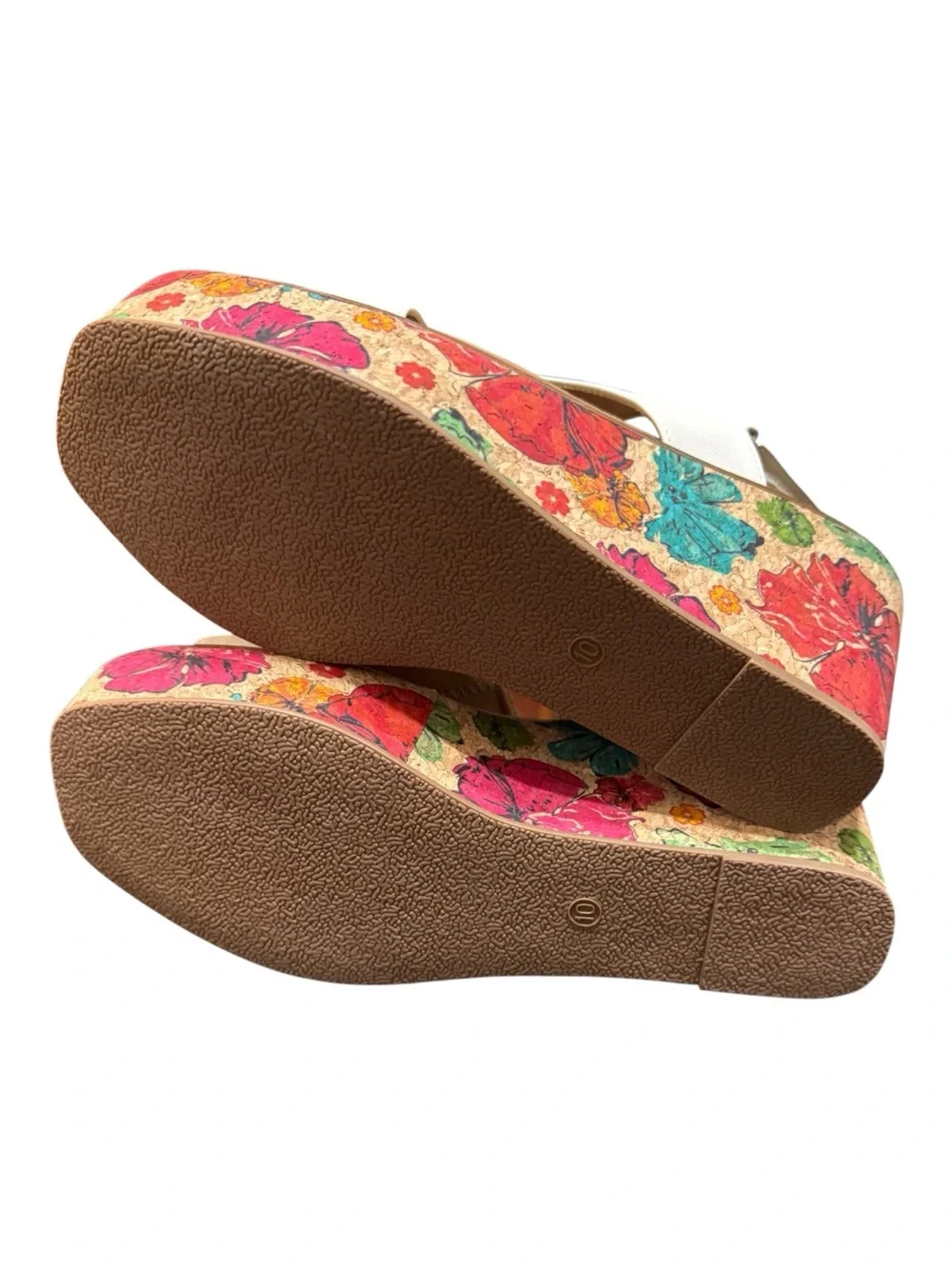 Corkys Freddy White Floral Cork Platform Sandals Size 10 NIB